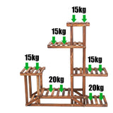 Outdoor Wooden Step Shelf Rustic Plant Stand Shelf - 6 Tier