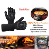 2x1472°F Heat Proof Resistant Oven BBQ Gloves 35cm Kitchen Cooking Silicone Mitt