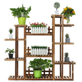 Wooden Plant Stand Garden Flower - 12 Pots