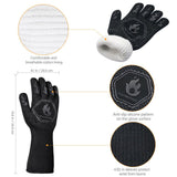 2x1472°F Heat Proof Resistant Oven BBQ Gloves 35cm Kitchen Cooking Silicone Mitt