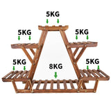 Heavy Duty Pine Wood Plant Stand Triangle In-Outdoor Flower Succulent Pots Shelf