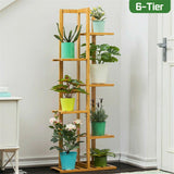 5/6 Tiers Vertically Bamboo Plant Stand Staged Flower Shelf Rack Outdoor Garden