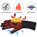 2x1472°F Heat Proof Resistant Oven BBQ Gloves 35cm Kitchen Cooking Silicone Mitt