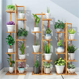 5/6 Tiers Vertically Bamboo Plant Stand Staged Flower Shelf Rack Outdoor Garden