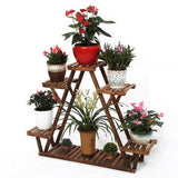 Heavy Duty Pine Wood Plant Stand Triangle In-Outdoor Flower Succulent Pots Shelf
