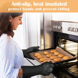 2x1472°F Heat Proof Resistant Oven BBQ Gloves 35cm Kitchen Cooking Silicone Mitt