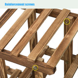 Rustic 6 Tier Wooden Step Shelf Stand Plant Flower Shelving Unit Indoor Outdoor