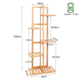5/6 Tiers Vertically Bamboo Plant Stand Staged Flower Shelf Rack Outdoor Garden