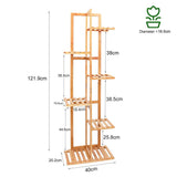 5/6 Tiers Vertically Bamboo Plant Stand Staged Flower Shelf Rack Outdoor Garden