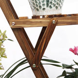 Heavy Duty Pine Wood Plant Stand Triangle In-Outdoor Flower Succulent Pots Shelf